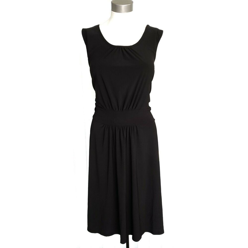 STAR VIXEN sleeveless banded shirred scoop neck black skater dress Size 3X NEW